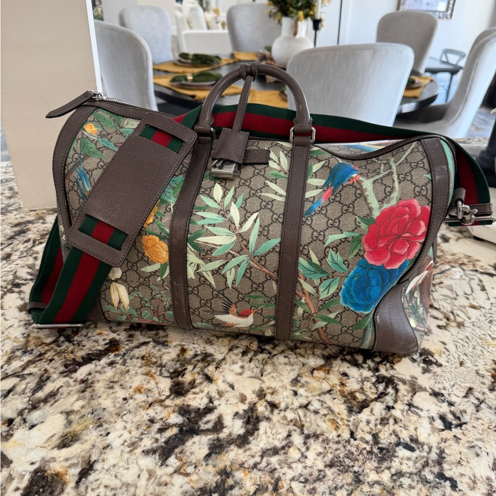 Gucci Multicolor GG Tian Collection super   Duffel Bag with Floral Patterns